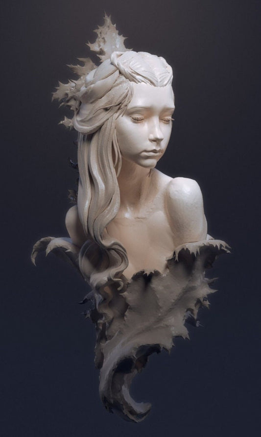 Fae in Prickly Leaves Bust | by Blackthorn Miniatures