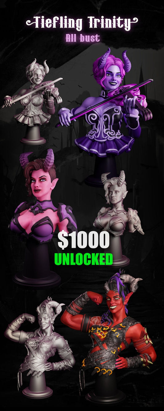 Tiefling Trinity Busts | by Jugglers Miniatures