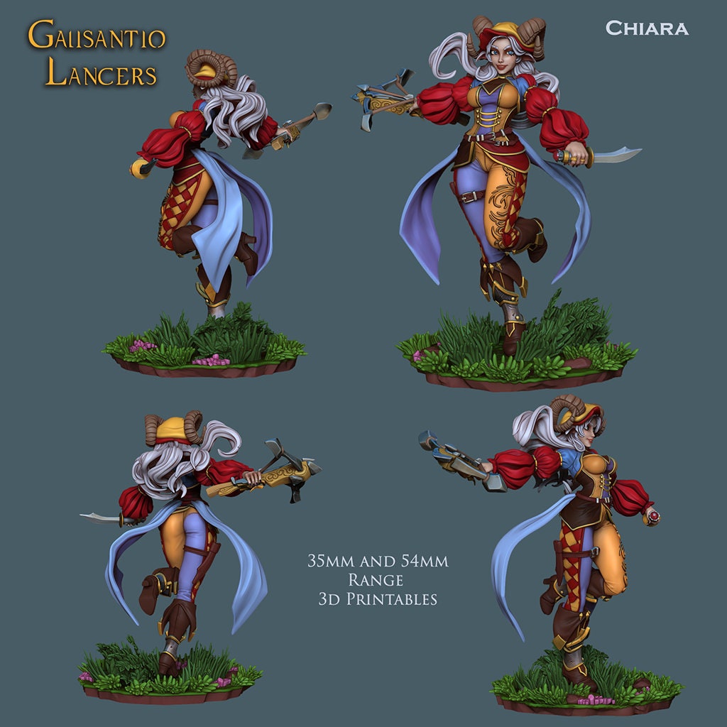 Galisantio Lancers| Fantasy Jester Rogue Warrior Miniatures | 35mm / 54mm / 75mm | by Ronin Arts Workshop