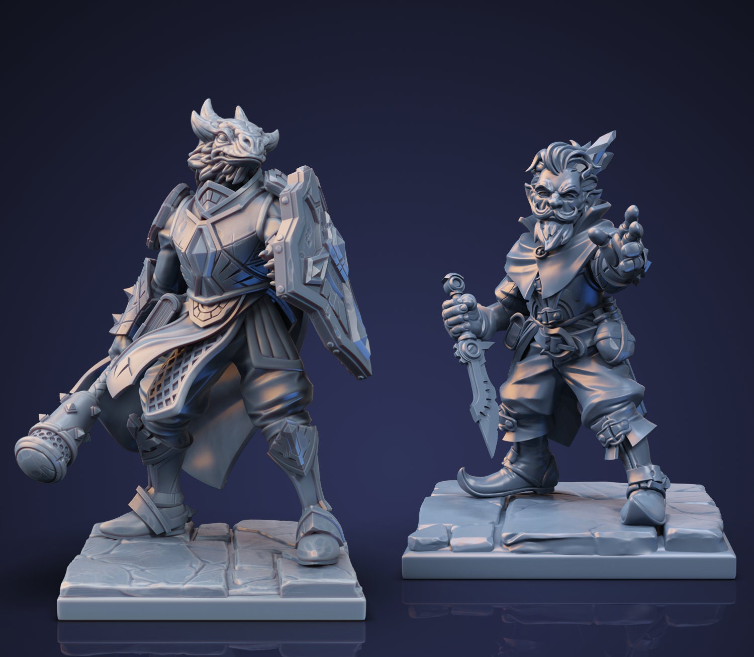 Brubax & Korgor | Fantasy Ranger Fighter Spearmaidens | 35mm / 54mm / 75mm | by Ronin Arts Workshop