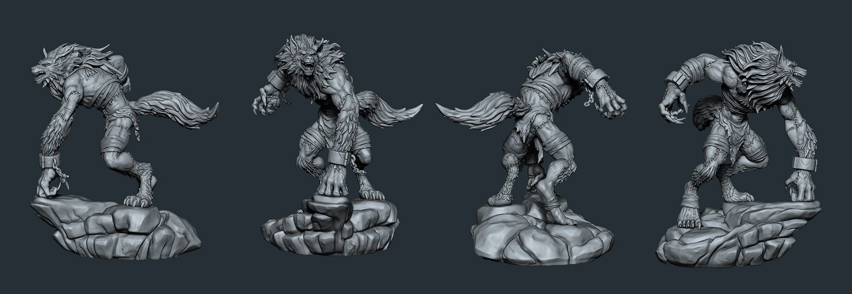 Alpheus & Vulko | DnD Patchwork Sahagin and Werewolf monster miniatures | 35mm / 54mm / 75mm | by Ronin Arts Workshop