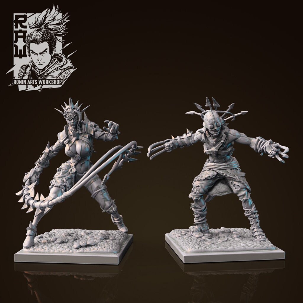 Ceylan & Tarkan | DnD Cultist Sadist Marauder miniatures | 35mm / 54mm / 75mm | by Ronin Arts Workshop