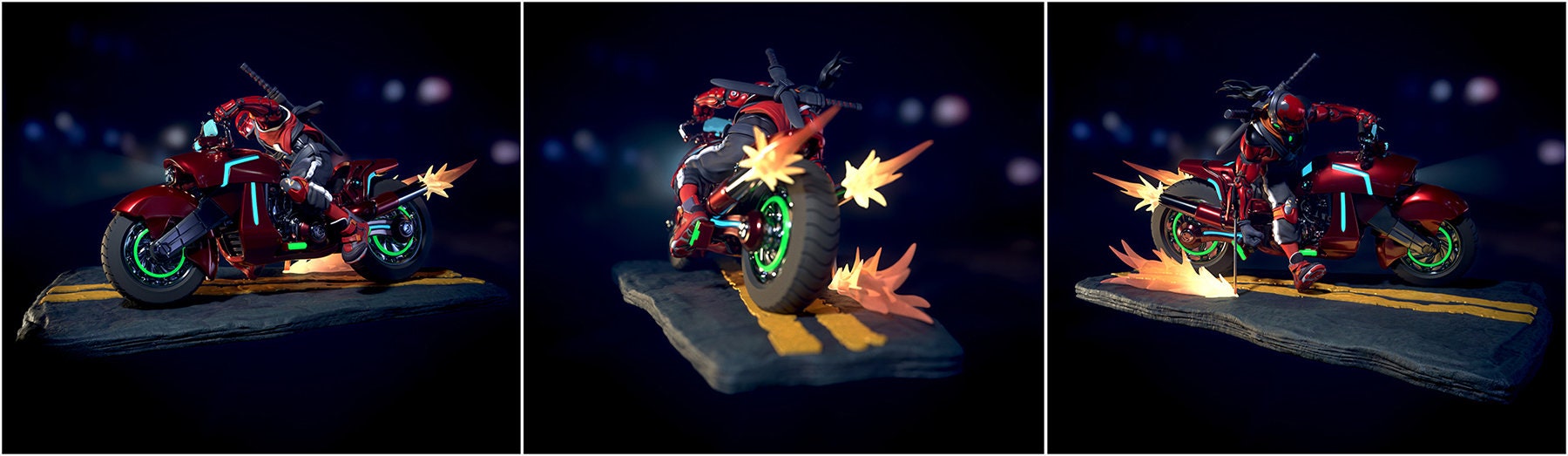 Biker Takeshi | Sci-fi Samurai Biker Collectible Miniature | 35mm / 54mm / 75mm | by Ronin Arts Workshop