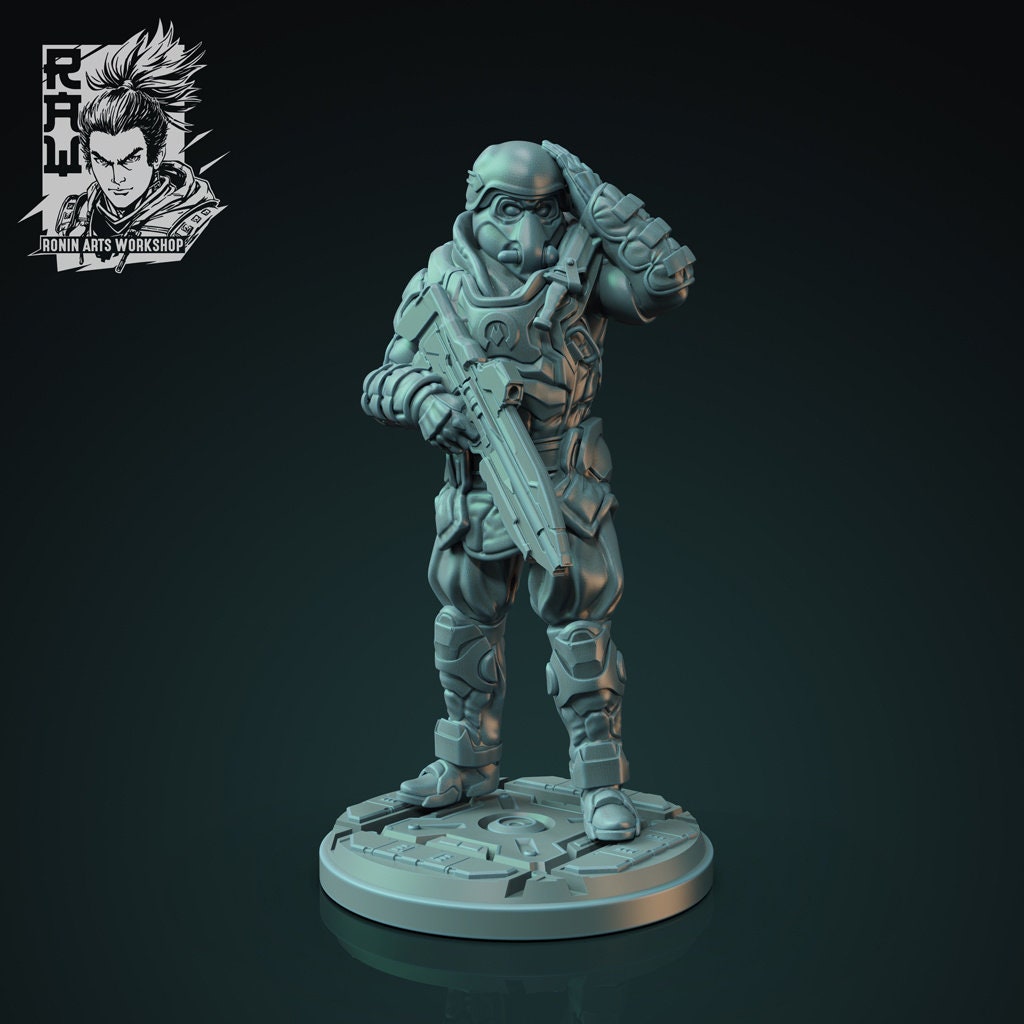QRS Trooper - Judge| Sci-fi Gunner Corpo | 35mm / 54mm / 75mm | by Ronin Arts Workshop