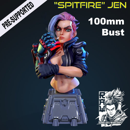 Spitfire Jen Bust | 3D Resin Printed Collectible Statuette | by Ronin Arts Workshop