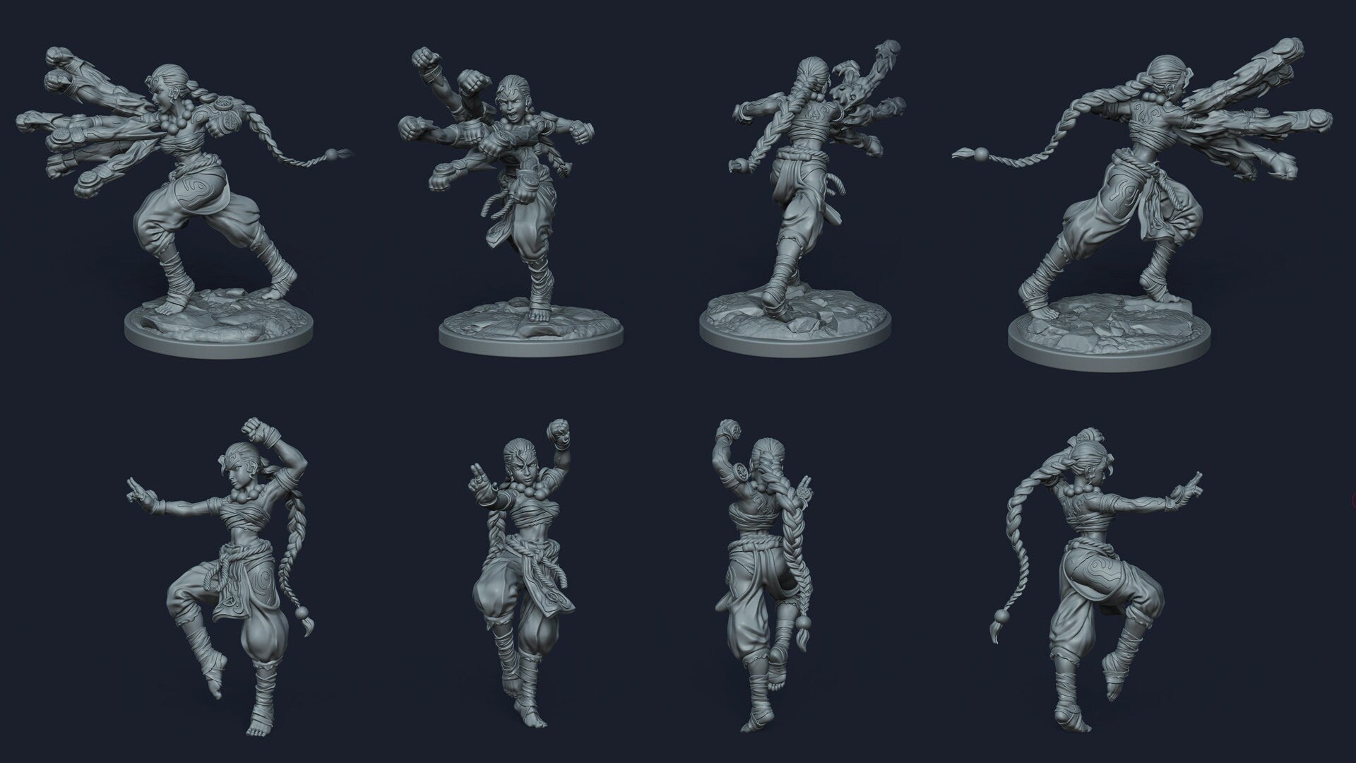 Karoku | DnD Female Monk Fighter miniatures | 35mm / 54mm / 75mm | by Ronin Arts Workshop