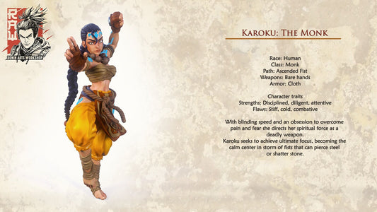 Karoku | DnD Female Monk Fighter miniatures | 35mm / 54mm / 75mm | by Ronin Arts Workshop