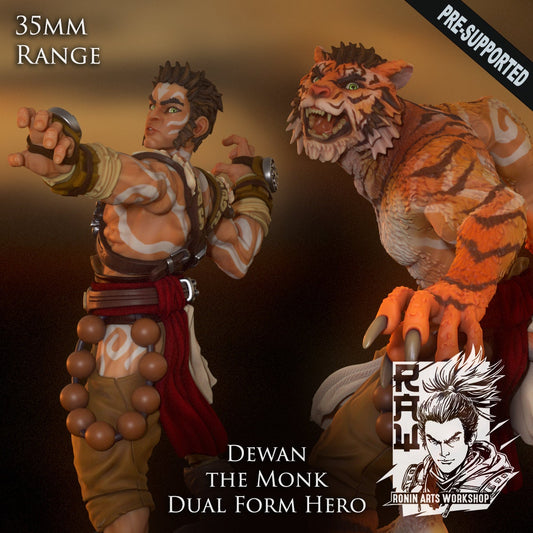 Dewan | DnD Druid Monk Fighter miniatures | 35mm / 54mm / 75mm | by Ronin Arts Workshop
