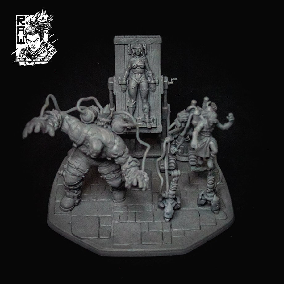Master Dario, Grigor, and Nenia | Collectible Frankenstein Diorama Unpainted miniature | 75mm / 120mm | by Ronin Arts Workshop
