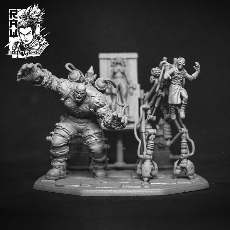 Master Dario, Grigor, and Nenia | Collectible Frankenstein Diorama Unpainted miniature | 75mm / 120mm | by Ronin Arts Workshop