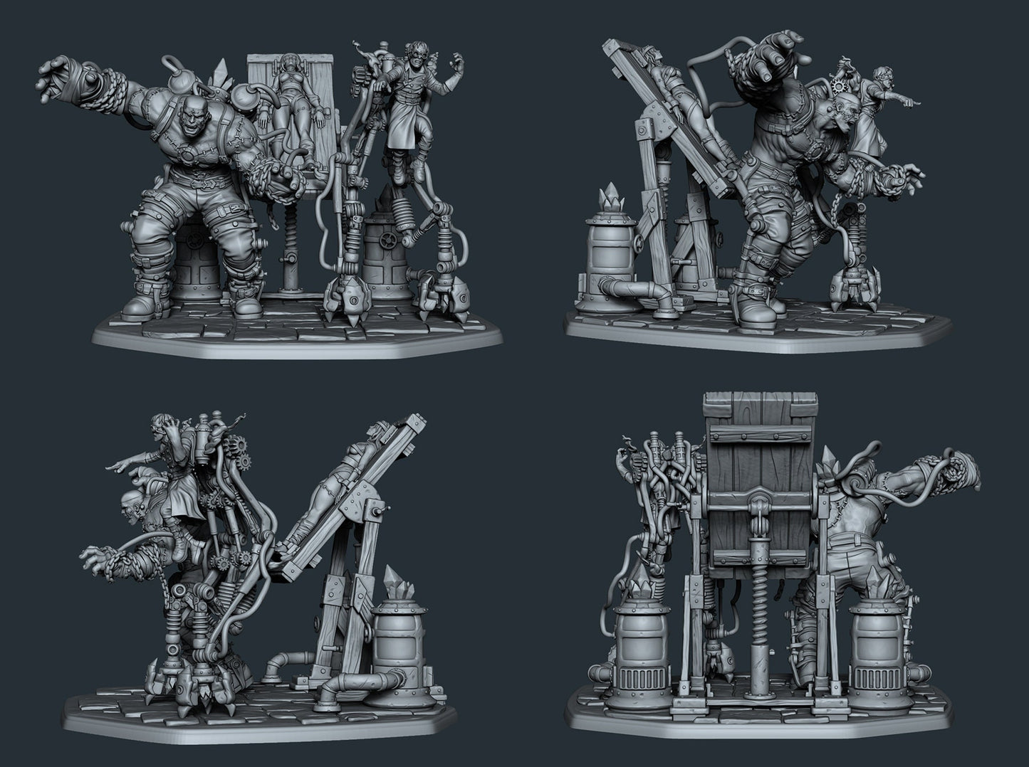 Master Dario, Grigor, and Nenia | Collectible Frankenstein Diorama Unpainted miniature | 75mm / 120mm | by Ronin Arts Workshop
