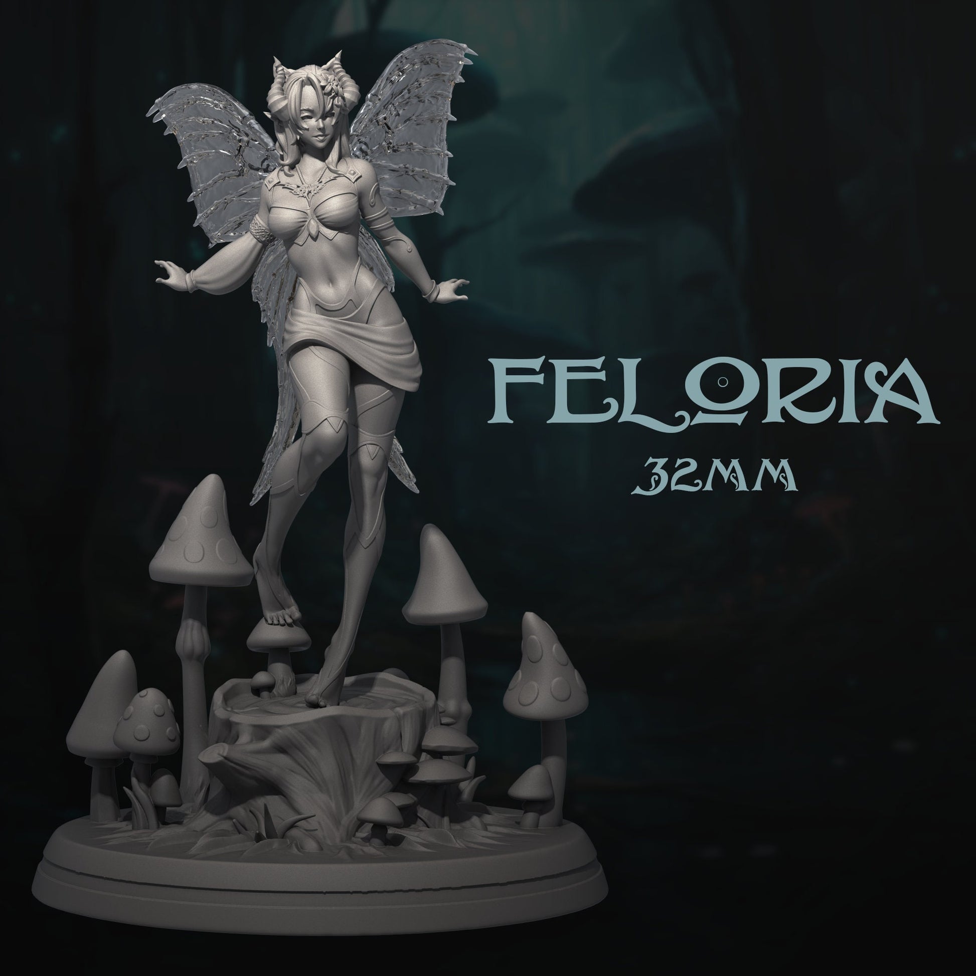 Feloria | DnD Female Fairy Fantasy Miniature | 32mm / 75mm | by Dungeons&Maidens