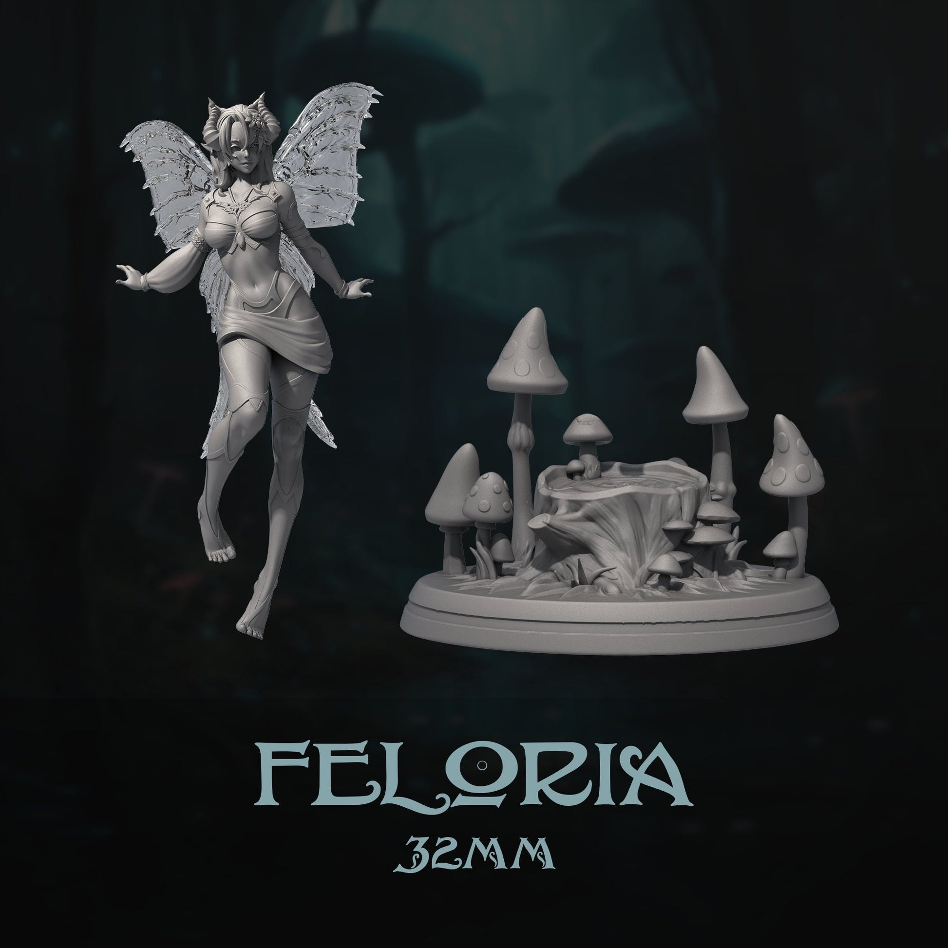 Feloria | DnD Female Fairy Fantasy Miniature | 32mm / 75mm | by Dungeons&Maidens