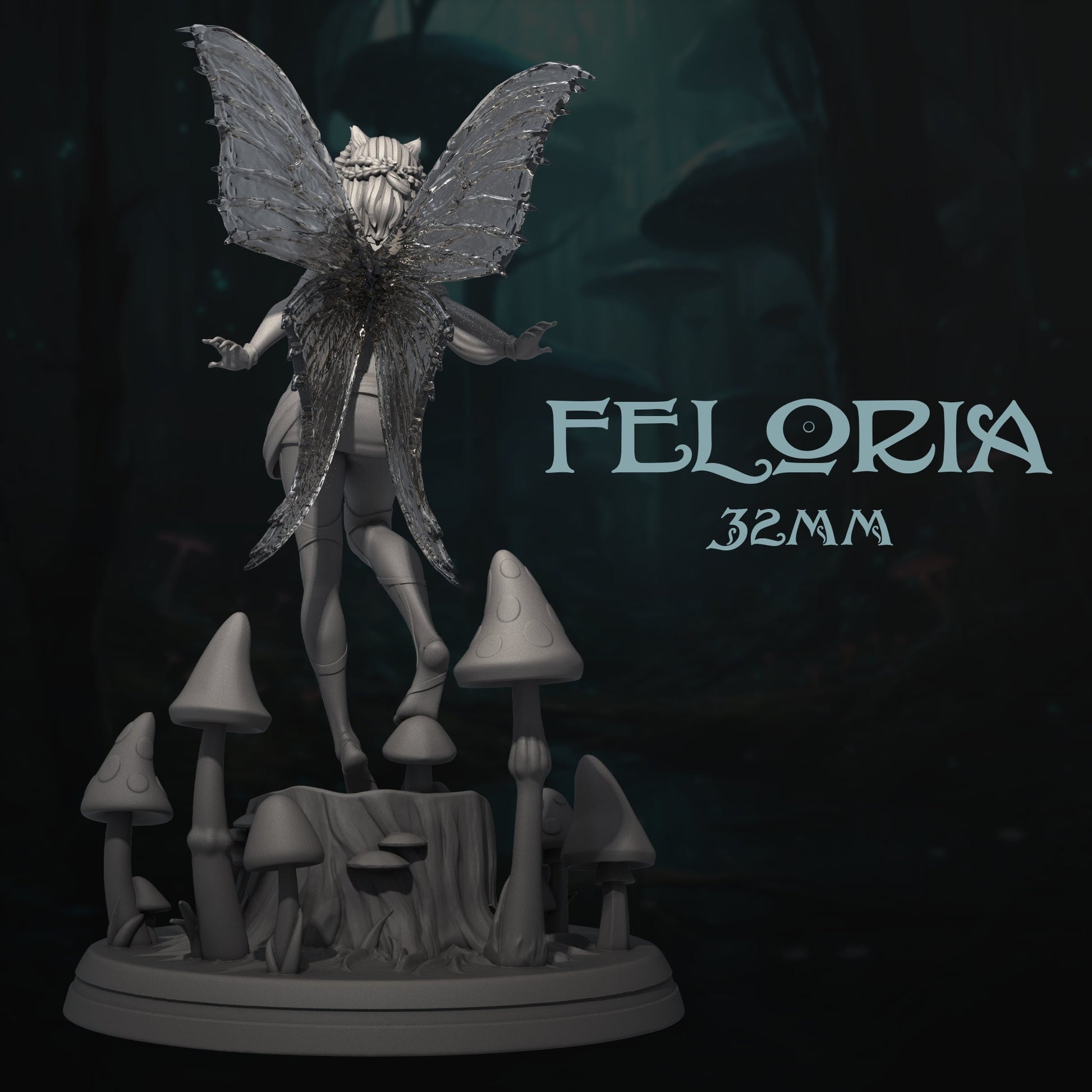Feloria | DnD Female Fairy Fantasy Miniature | 32mm / 75mm | by Dungeons&Maidens