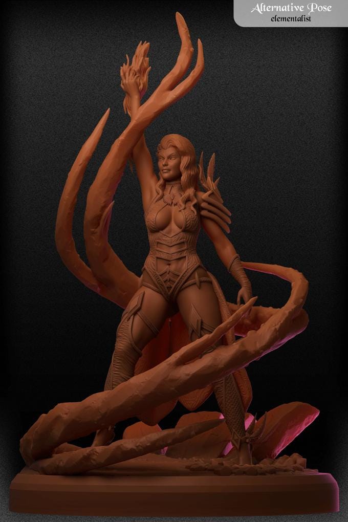 Izowel Goldthorn | DnD Female Sorcerer Wizard Witch Pin-up miniatures | by Black Fins Miniatures