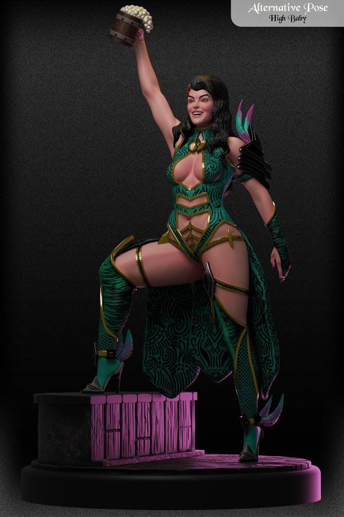 Izowel Goldthorn | DnD Female Sorcerer Wizard Witch Pin-up miniatures | by Black Fins Miniatures