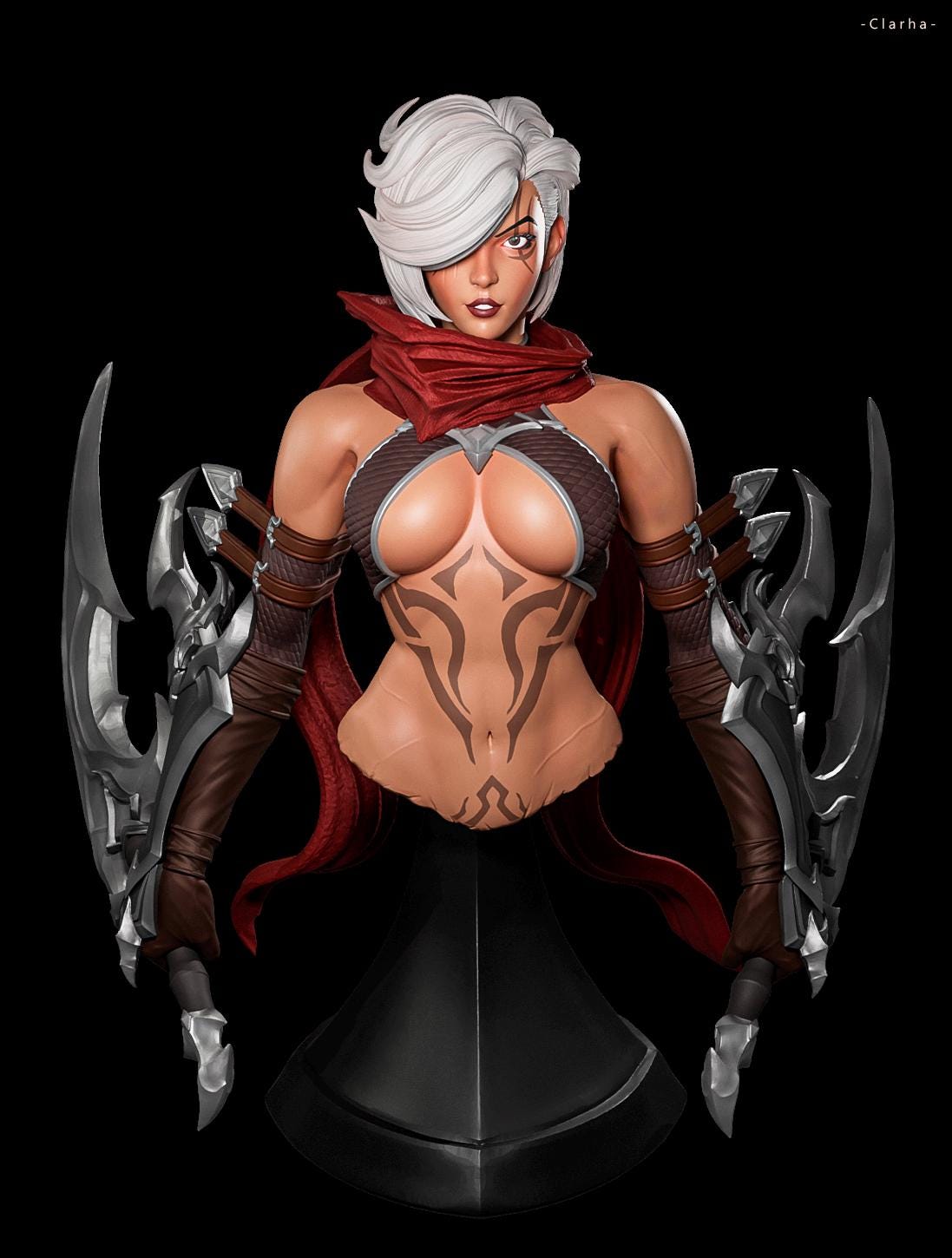 Katia Bust | DnD Female Fantasy Assassin Rogue Collectible Statue | by LD3DArt