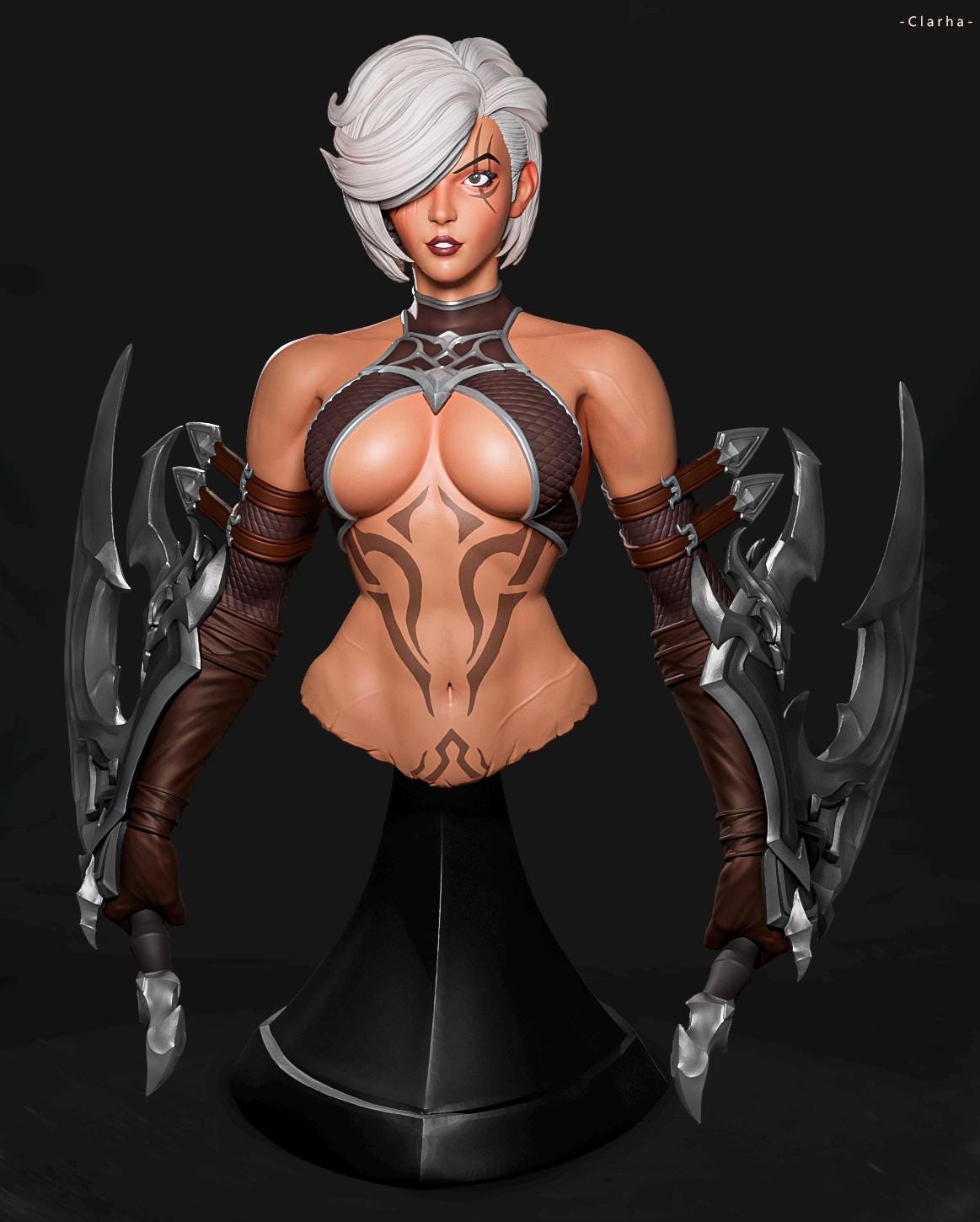 Katia Bust | DnD Female Fantasy Assassin Rogue Collectible Statue | by LD3DArt