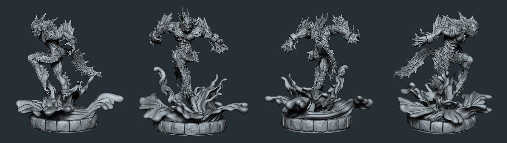 Alpheus & Vulko | DnD Patchwork Sahagin and Werewolf monster miniatures | 35mm / 54mm / 75mm | by Ronin Arts Workshop