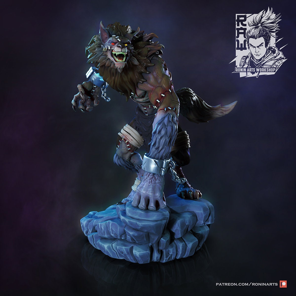 Alpheus & Vulko | DnD Patchwork Sahagin and Werewolf monster miniatures | 35mm / 54mm / 75mm | by Ronin Arts Workshop