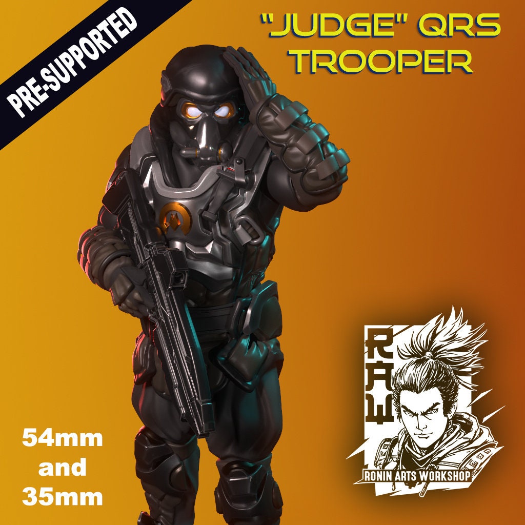QRS Trooper - Judge| Sci-fi Gunner Corpo | 35mm / 54mm / 75mm | by Ronin Arts Workshop