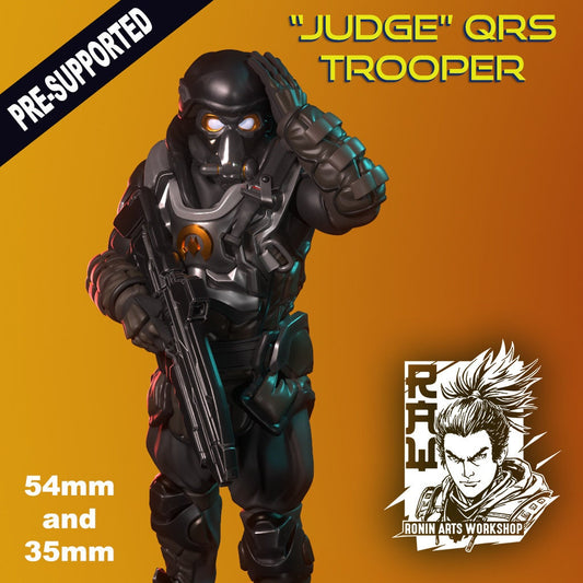 QRS Trooper - Judge| Sci-fi Gunner Corpo | 35mm / 54mm / 75mm | by Ronin Arts Workshop