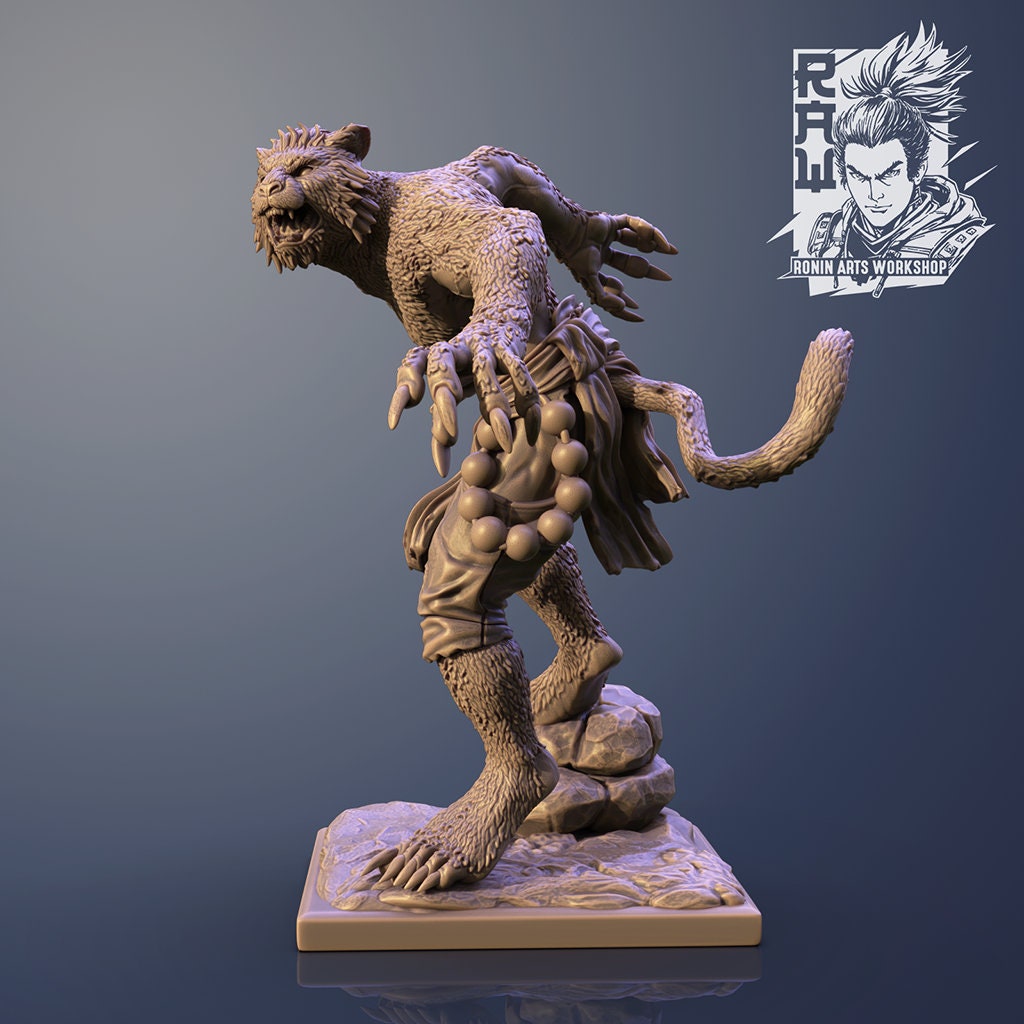 Dewan | DnD Druid Monk Fighter miniatures | 35mm / 54mm / 75mm | by Ronin Arts Workshop