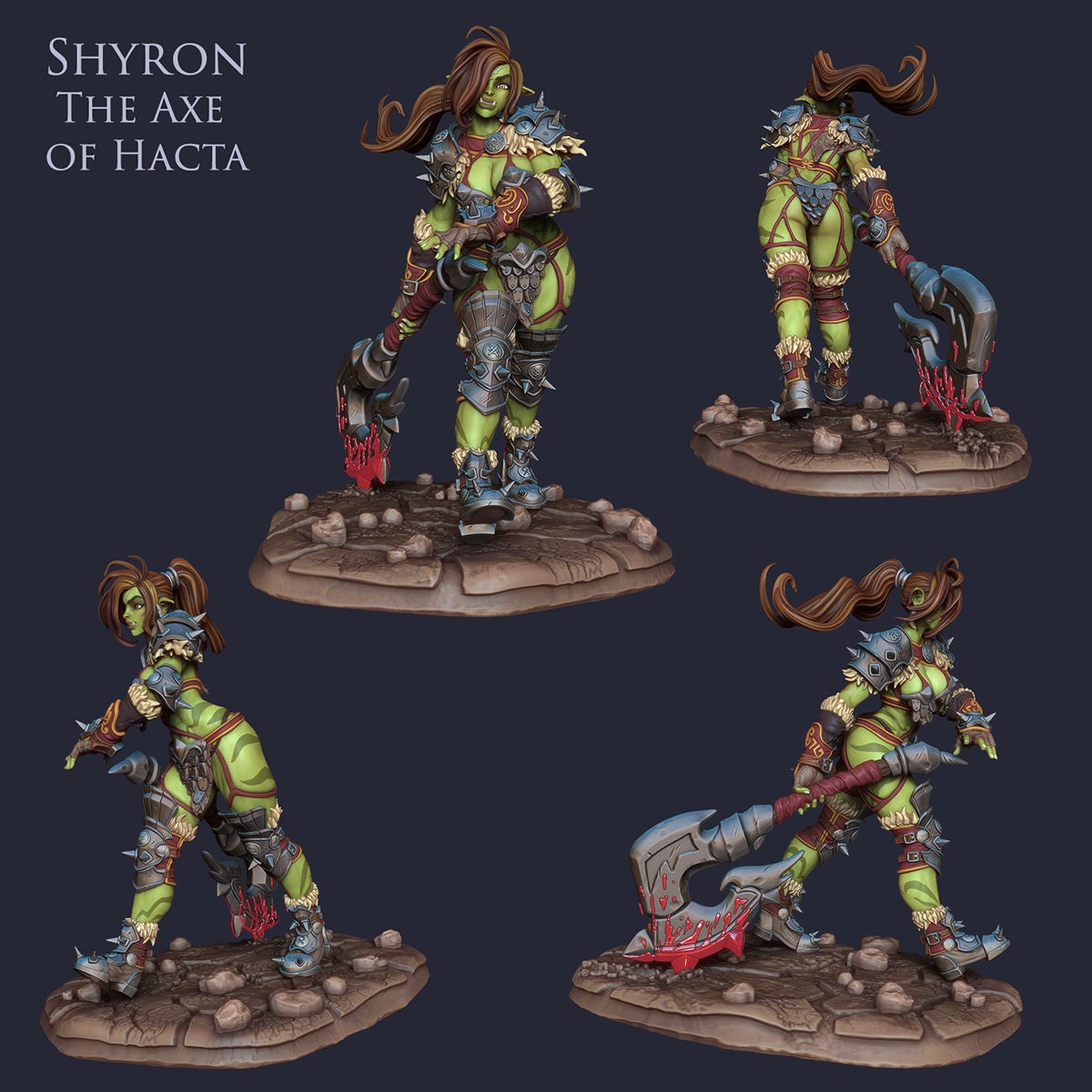 Shyron | DnD Female Orc Barbarian Pin-up miniature | 35mm / 54mm / 75mm | by Ronin Arts Workshop