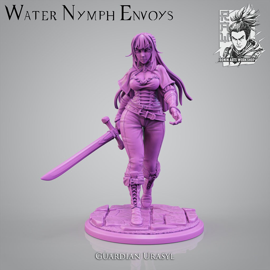 Urasyl | DnD Mermaid Knight Fighter Pin-up Collectible Miniature | 35mm / 54mm / 75mm | by Ronin Arts Workshop