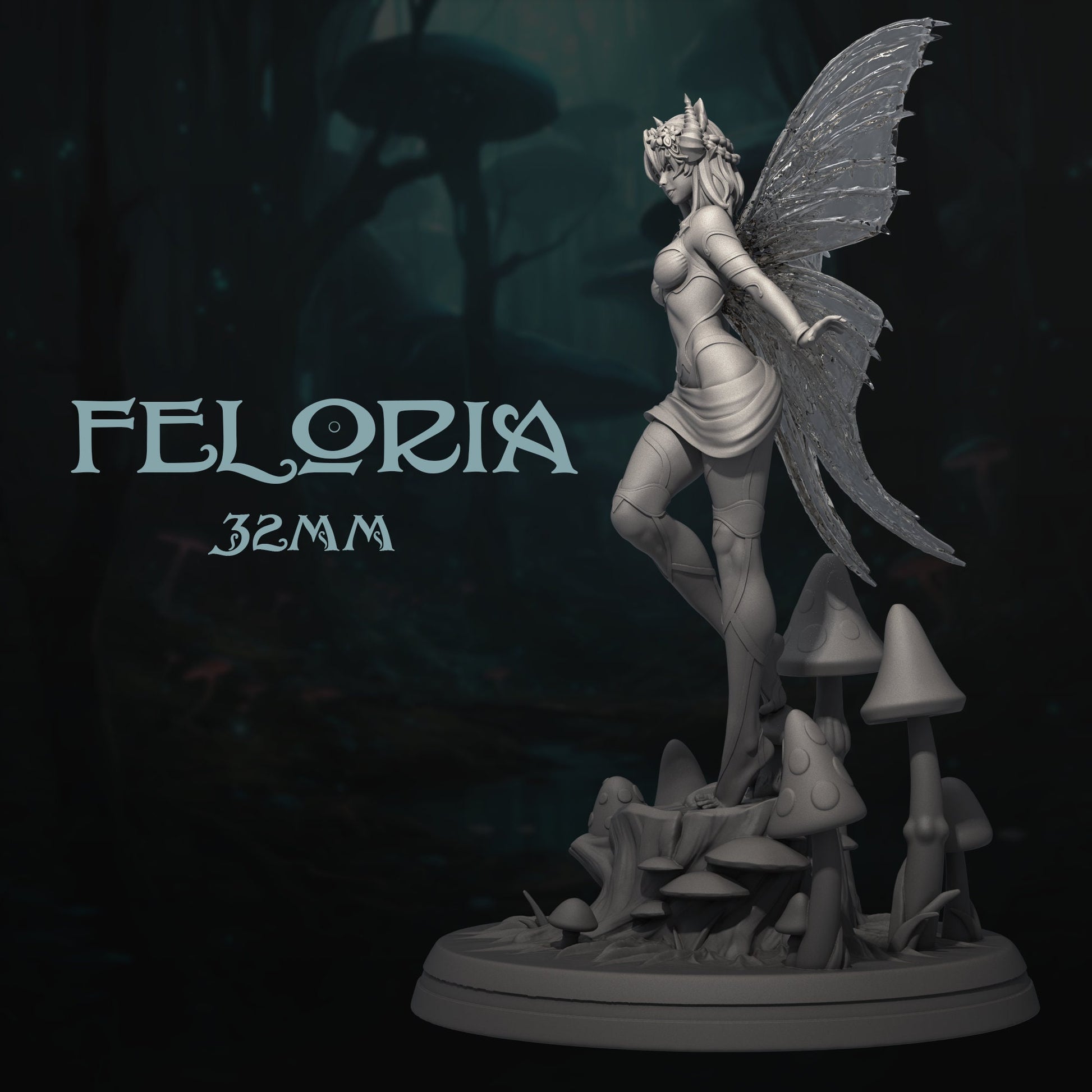 Feloria | DnD Female Fairy Fantasy Miniature | 32mm / 75mm | by Dungeons&Maidens