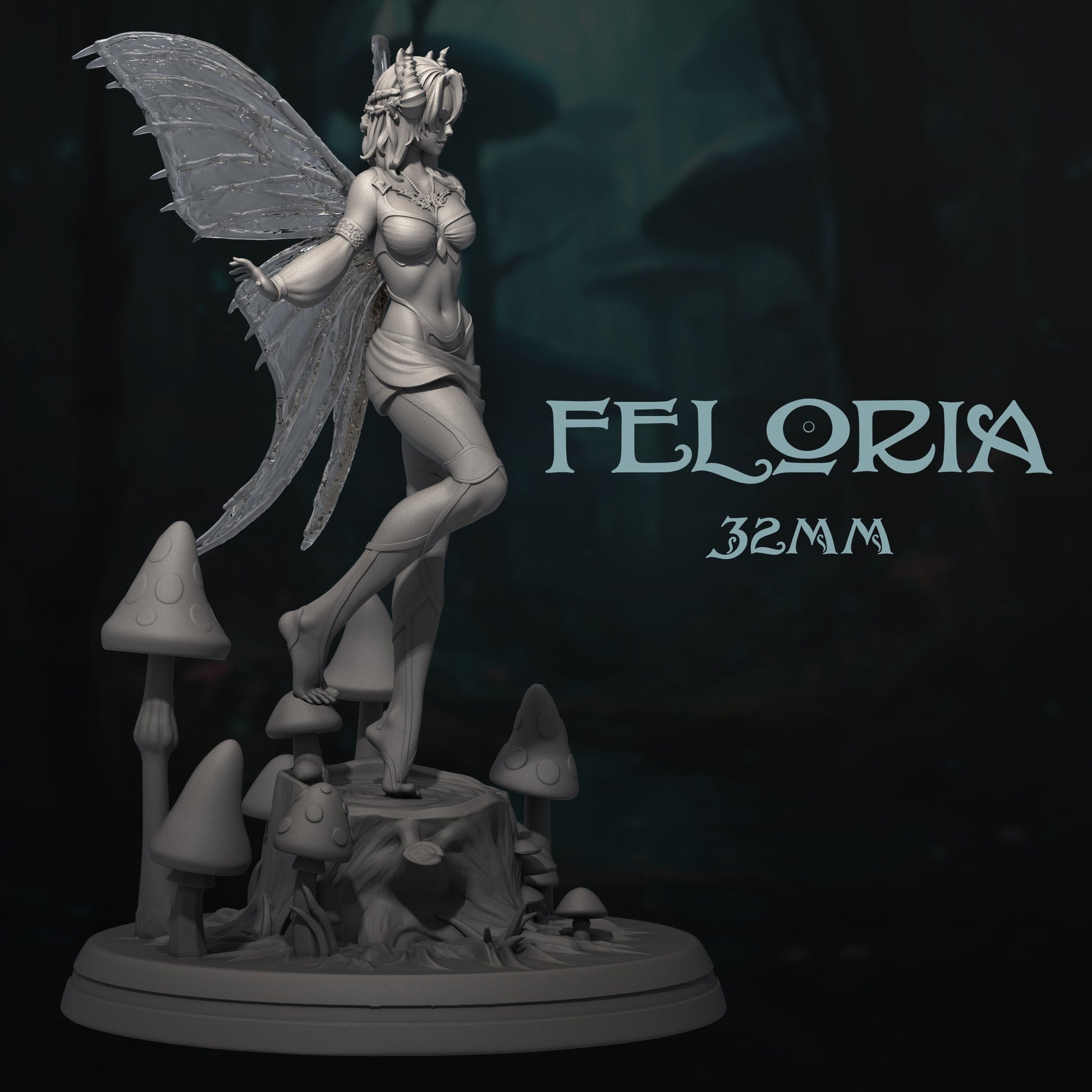 Feloria | DnD Female Fairy Fantasy Miniature | 32mm / 75mm | by Dungeons&Maidens
