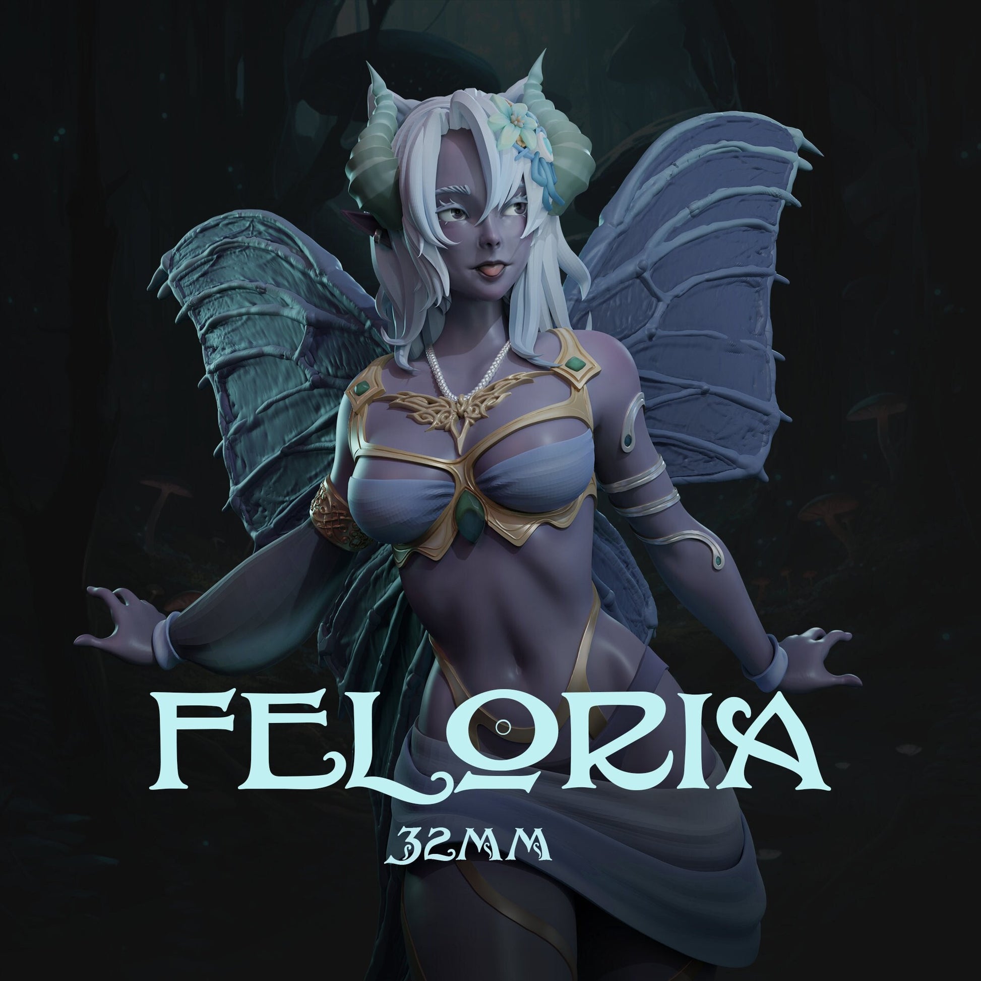 Feloria | DnD Female Fairy Fantasy Miniature | 32mm / 75mm | by Dungeons&Maidens