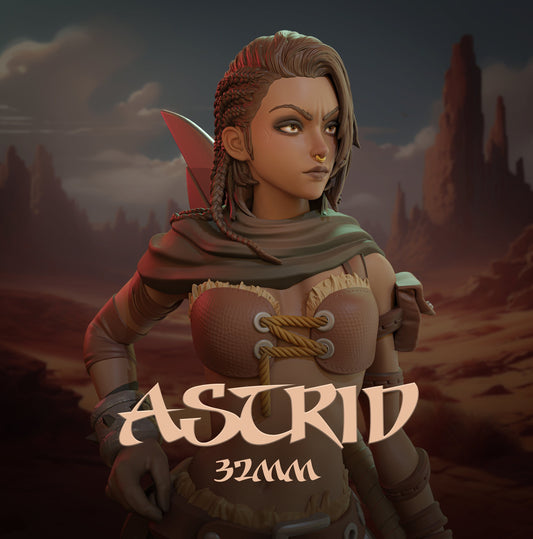 Astrid Standalone | DnD Female Fighter Druid Tamer Fantasy Miniature | 32mm / 75mm | by Dungeons&Maidens