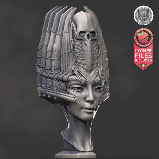 Biomech Head | 3D Resin Printed Bust | 150mm | by The Surreal Factory