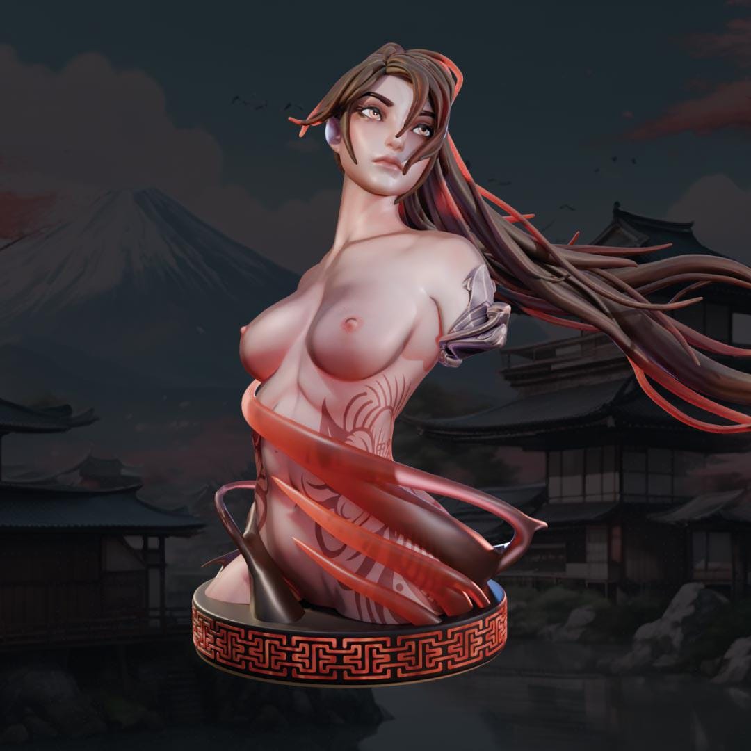 Yumi Sato Bust | Fantasy Japanese Samurai Shinobi Ronin Pin-up Bust | by AMCM Studio