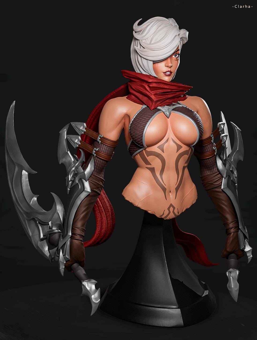 Katia Bust | DnD Female Fantasy Assassin Rogue Collectible Statue | by LD3DArt