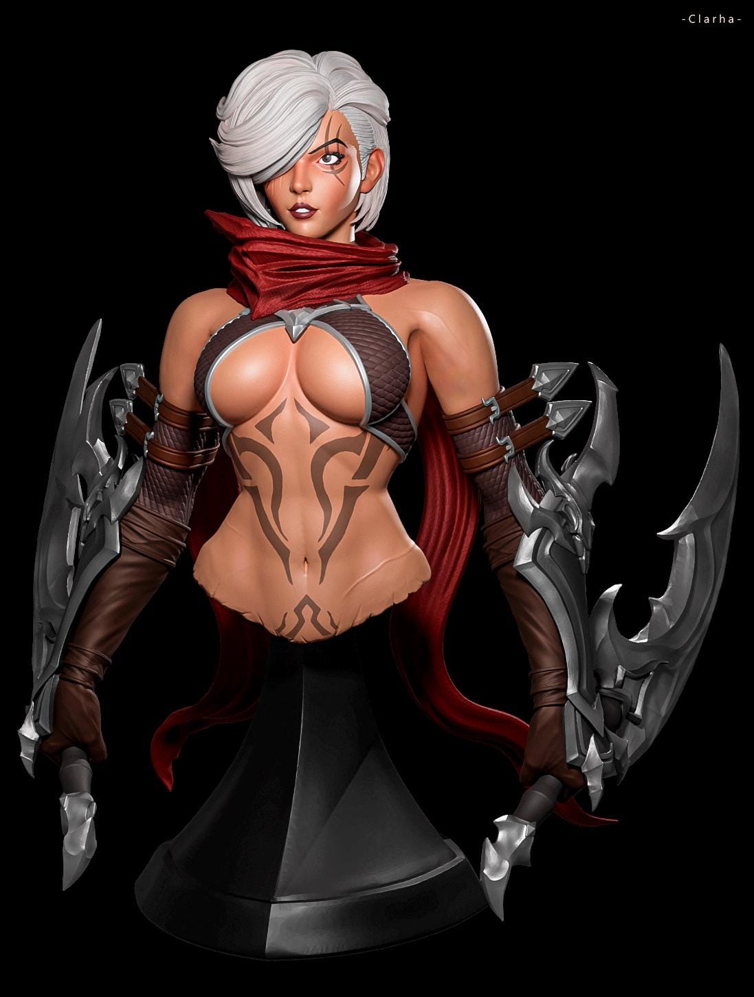 Katia Bust | DnD Female Fantasy Assassin Rogue Collectible Statue | by LD3DArt