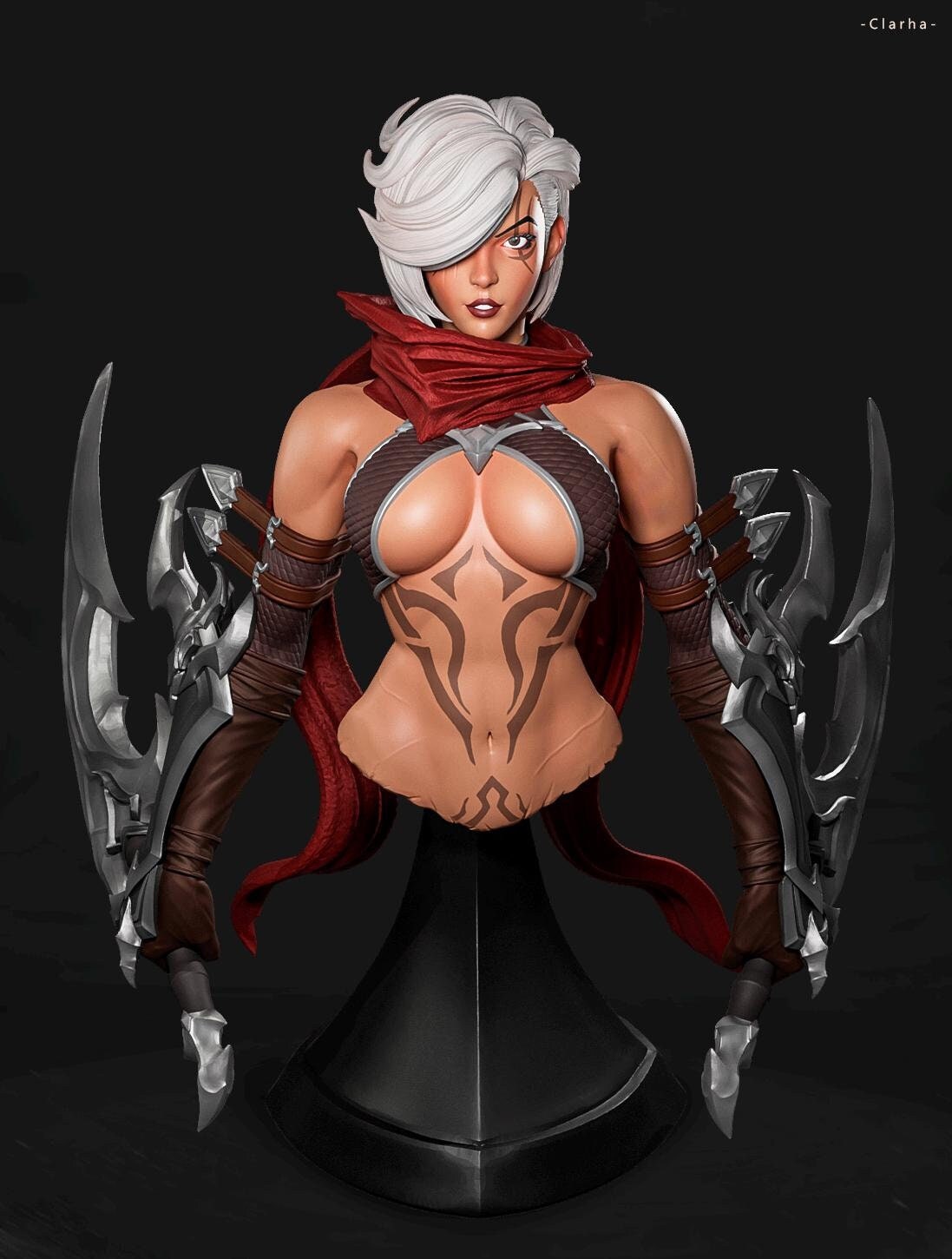 Katia Bust | DnD Female Fantasy Assassin Rogue Collectible Statue | by LD3DArt