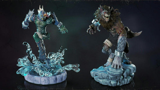 Alpheus & Vulko | DnD Patchwork Sahagin and Werewolf monster miniatures | 35mm / 54mm / 75mm | by Ronin Arts Workshop