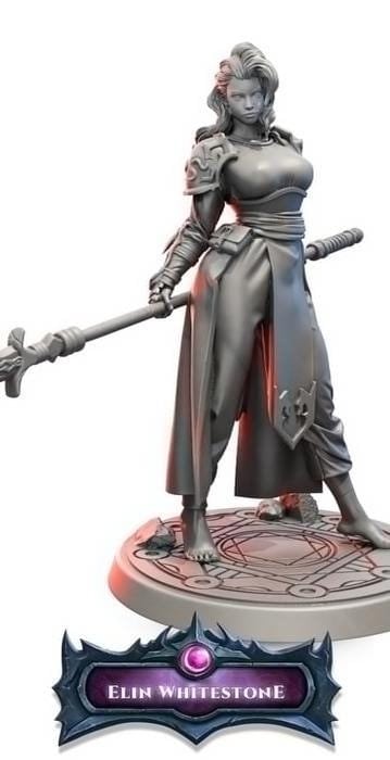 Elin Whitestone | DnD Female Warrior Fighter Assassin | 32mm / 54mm / 75mm | by Beast Miniatures