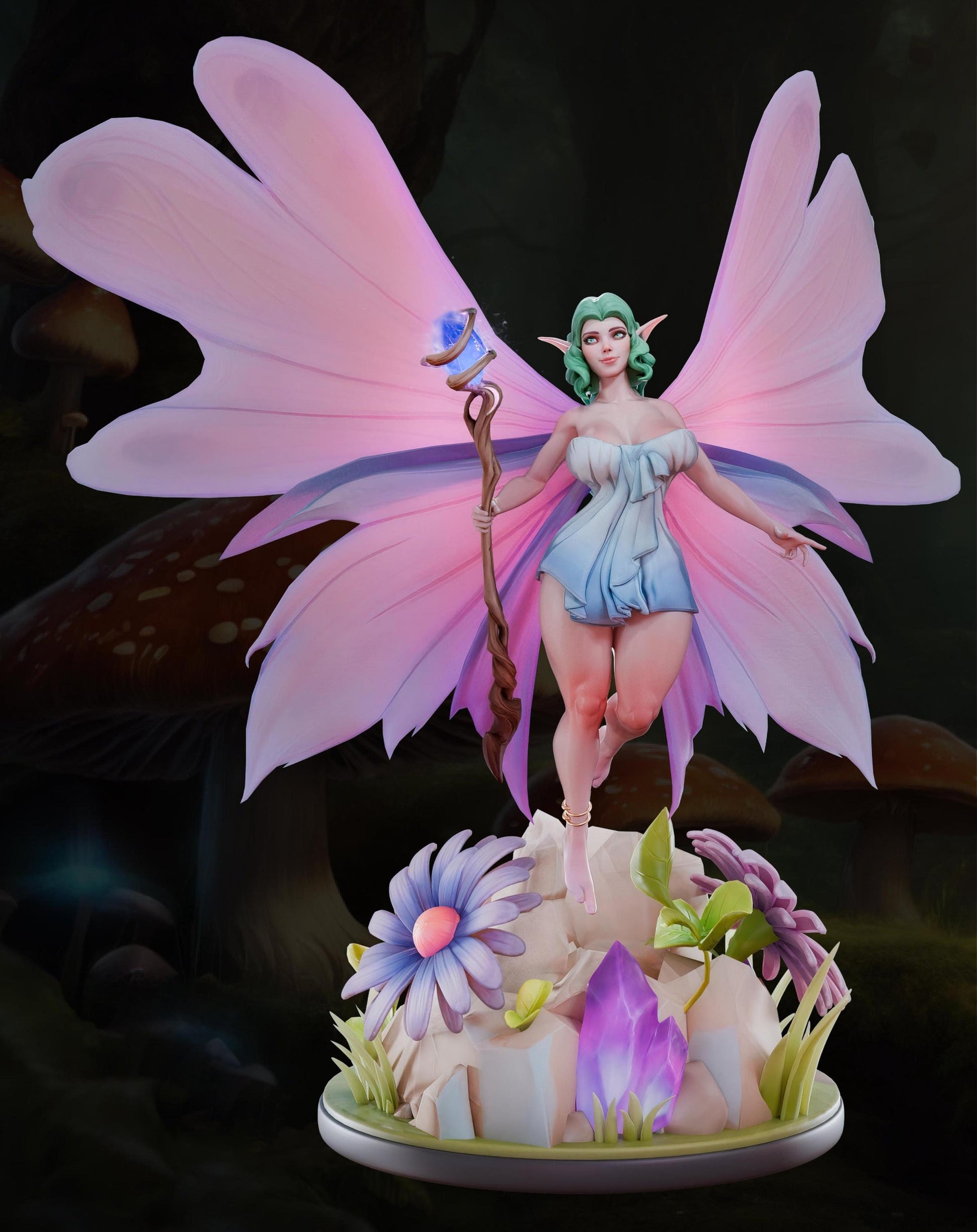 Ivy Dreamdust | Fantasy Fiary Ronin Pin-up Miniature | 32mm / 75mm / 100mm | by AMCM Studio