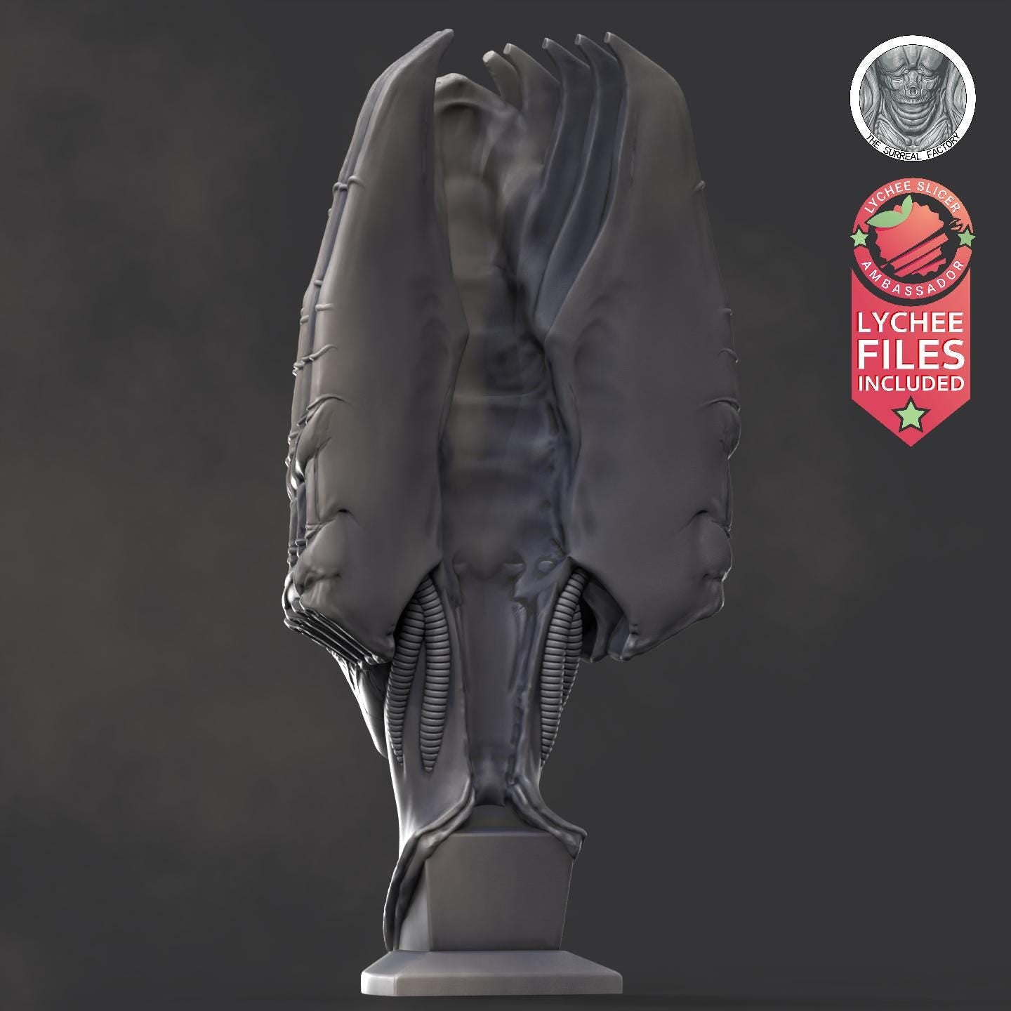 Biomech Head | 3D Resin Printed Bust | 150mm | by The Surreal Factory