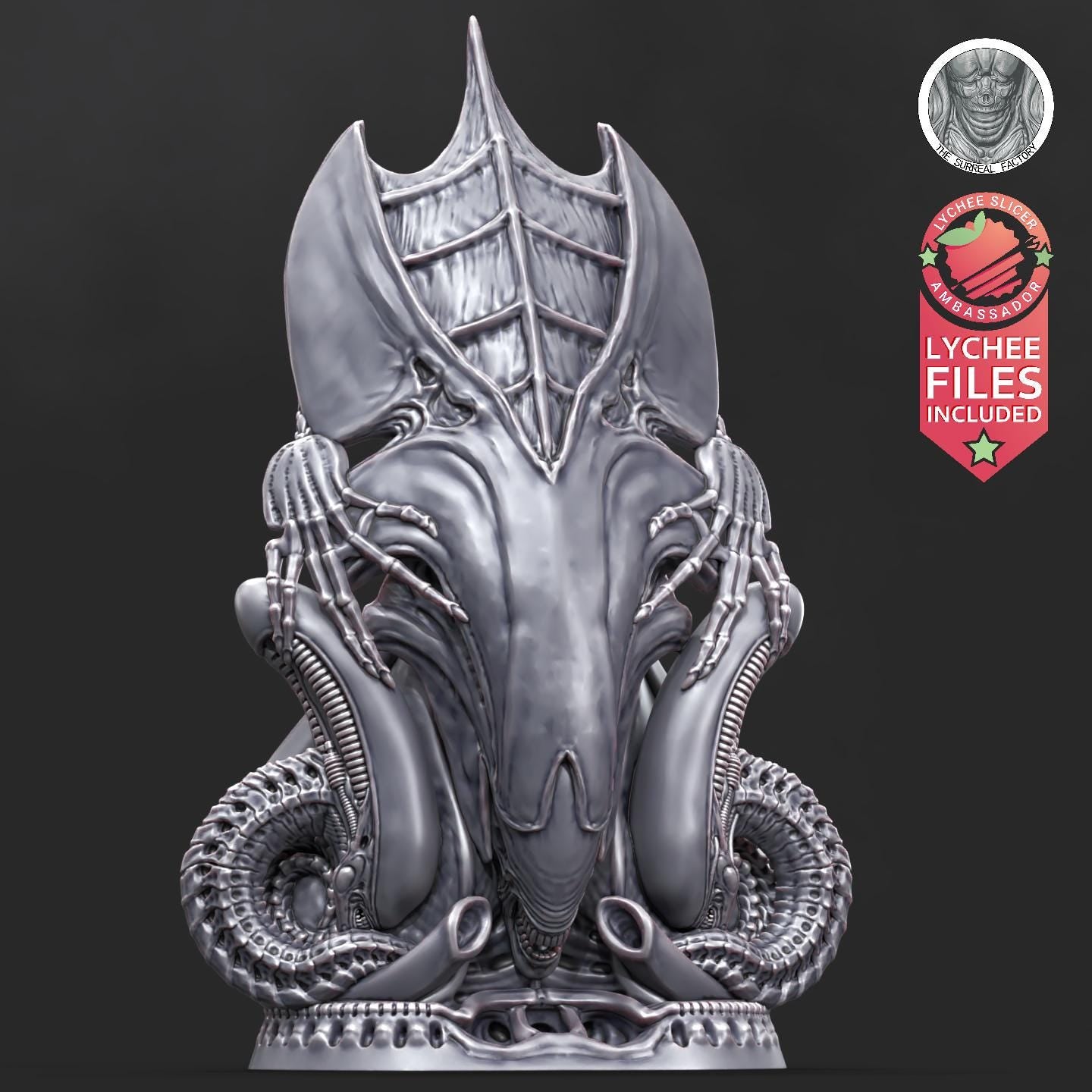 Xenos-altar | DnD Sci-Fi Grimdark Bust Statuette Terrain | 135mm | by The Surreal Factory