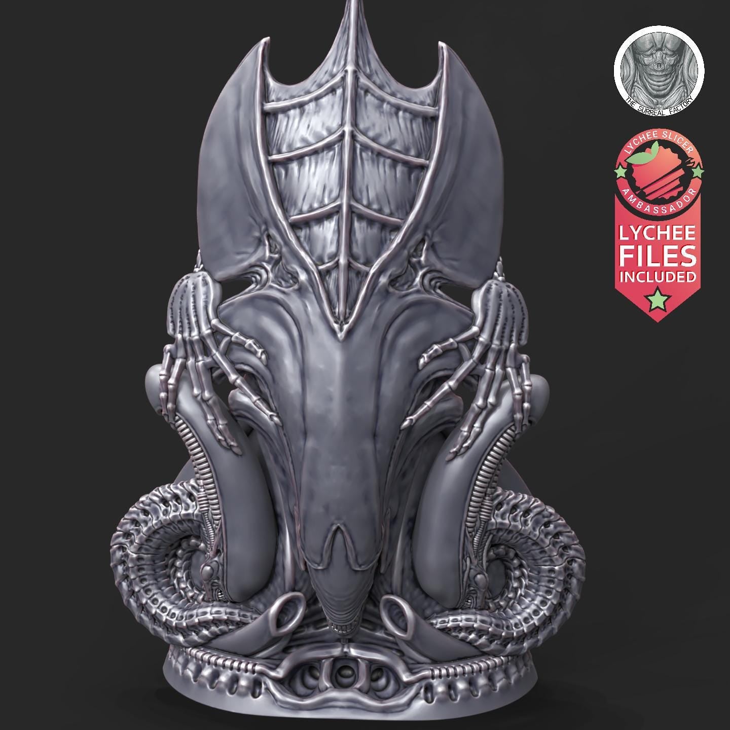 Xenos-altar | DnD Sci-Fi Grimdark Bust Statuette Terrain | 135mm | by The Surreal Factory