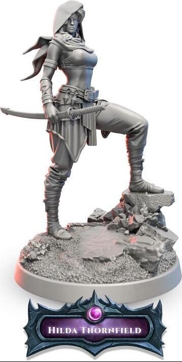 Hilda Thornfield | DnD Female Warrior Fighter Samurai | 32mm / 54mm / 75mm | by Beast Miniatures