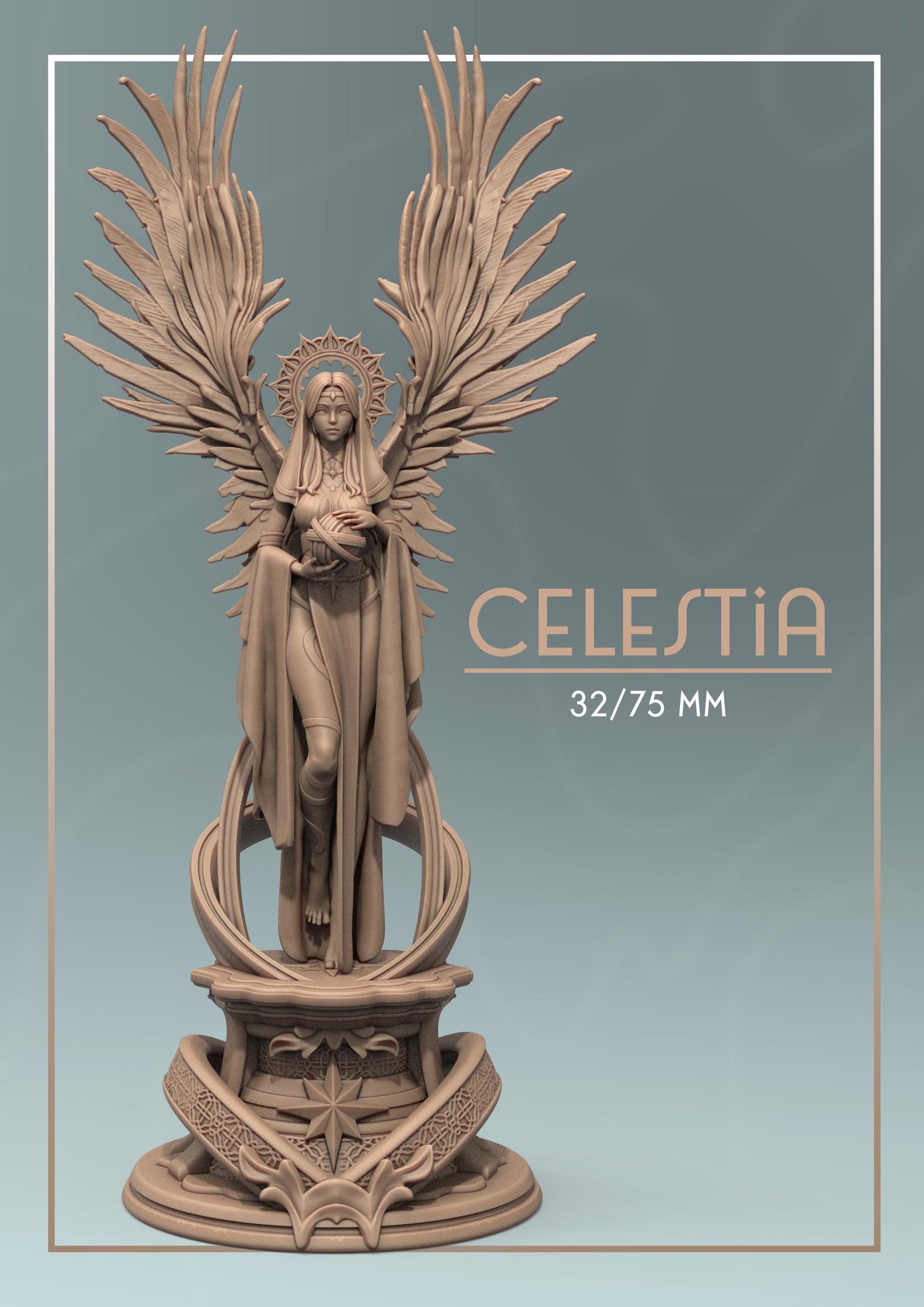 Celestia | DnD Female Angel Cleric Nun Fantasy Miniature | 32mm / 75mm | by Dungeons&Maidens