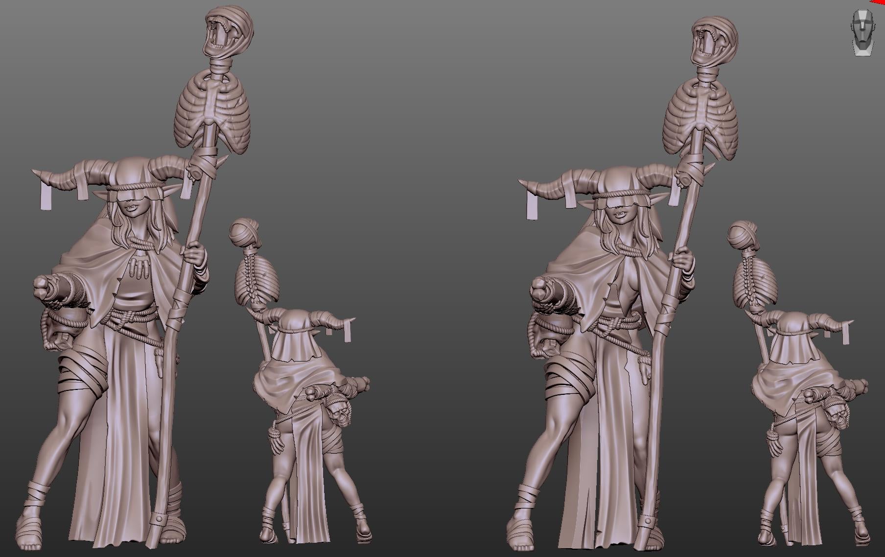 Violet Duskmire | Female Fantasy Wizard Necromancer Pin-up miniature | 32mm / 75mm / 100mm / 180mm | by GazMinis