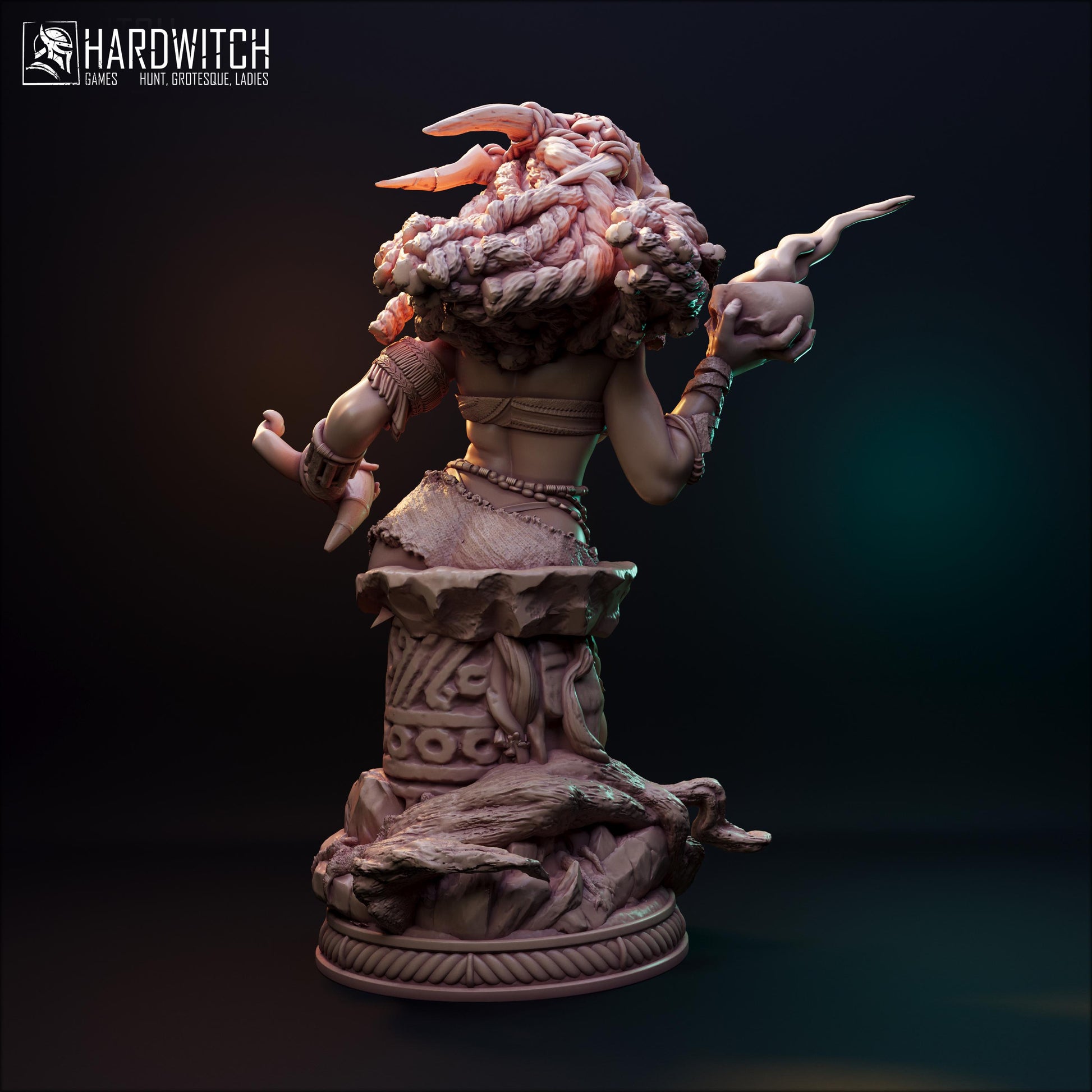 Wutung Mahawa Bust | DnD Female Shaman Assassin Miniature | 32mm / 75mm | by Hardwitch Games