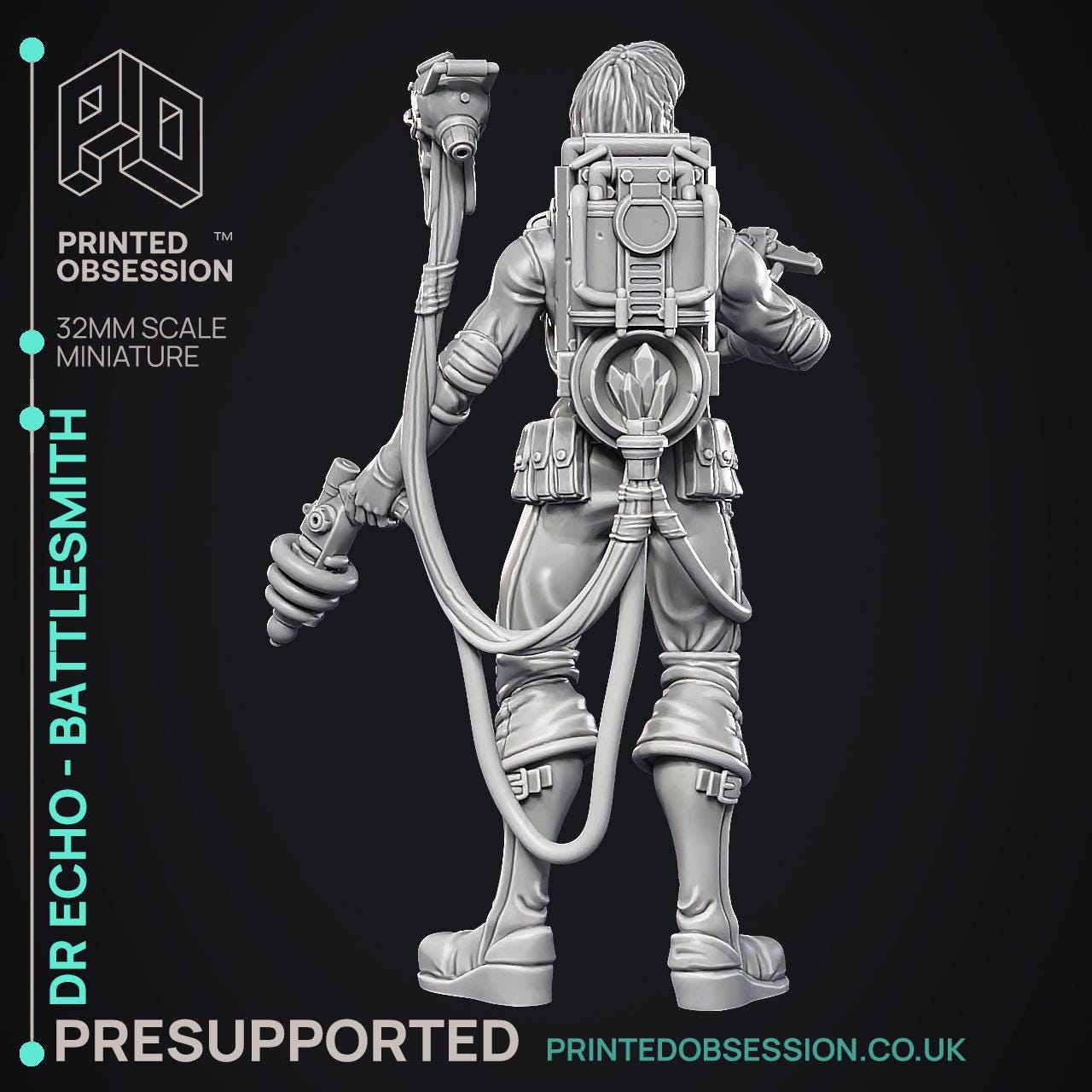 Ghast Busters | DnD Sci-fi Ghost Hunter Demon Human Miniature | 32mm / 75mm | by Printed Obsession
