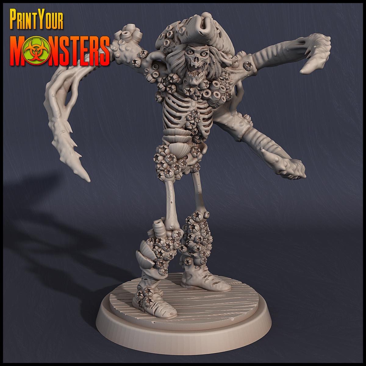 Undead Shrimp Pirates | DnD Skeletal Pirate Monster Miniature | 32mm | by PrintYourMonster